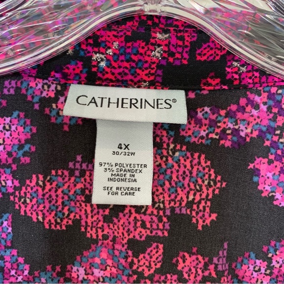 Catherine's Long Sleeve Button Down Collar Shirt Abstract Floral Print size 4X - Picture 4 of 12